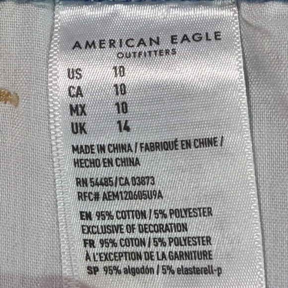 American Eagle High Rise Mid-Length Shorts Distressed Denim Blue Women's Size 10 - Picture 5 of 5
